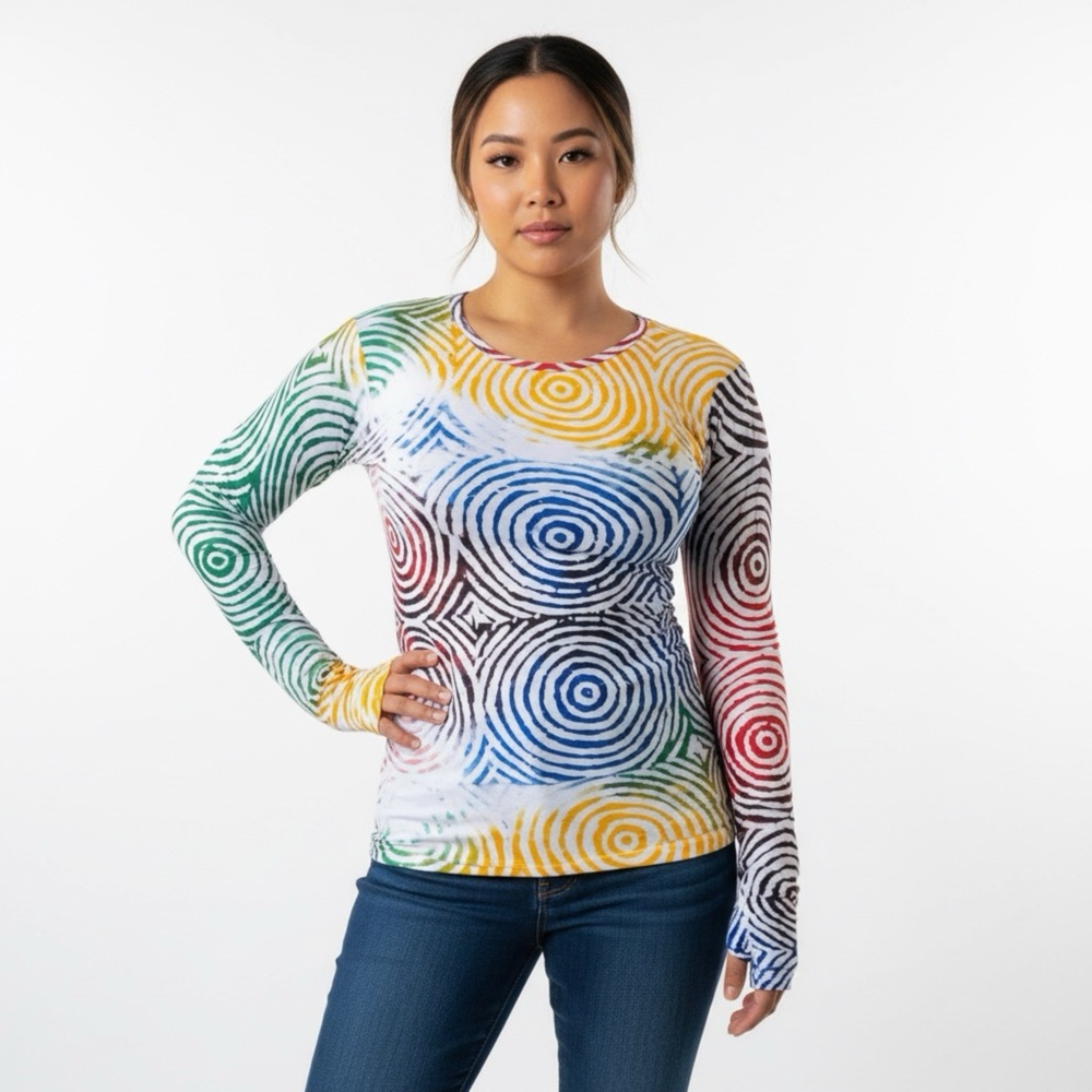 Multicolor Lycra Long Sleeve Top
